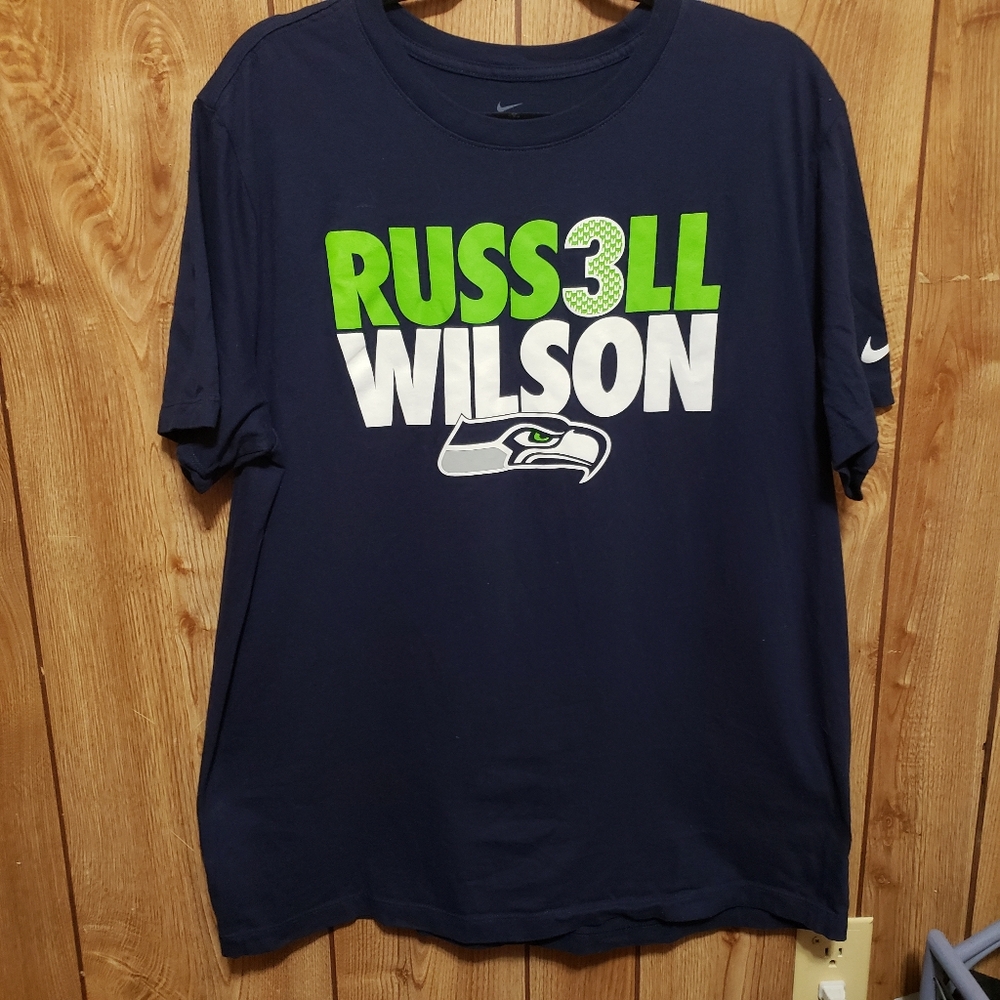 Men's Nike Russell Wilson  Navy Seattle Seahawks Player Graphic T-Shirt XL